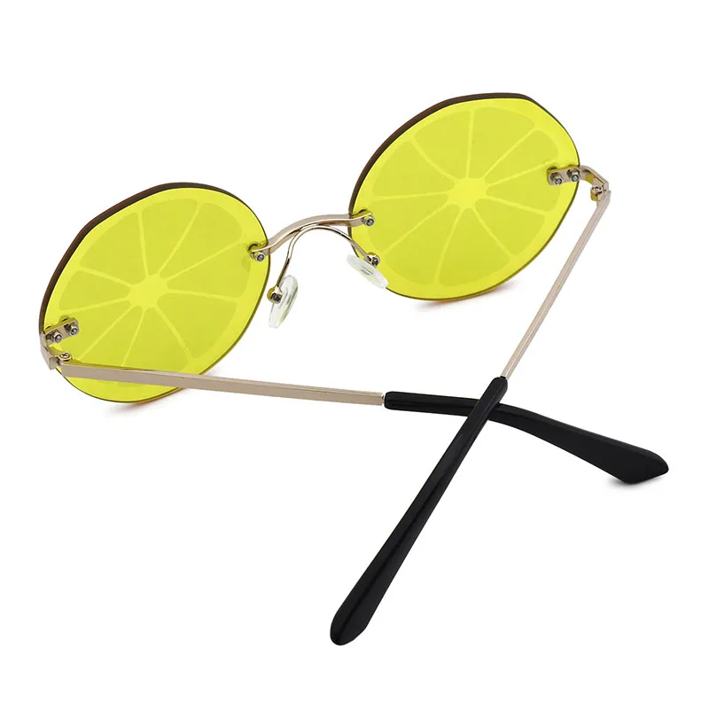 VIFF HM21445 Yellow Lemon Slices Rimless Sun Glasses Fashion Party Favor Sunglasses