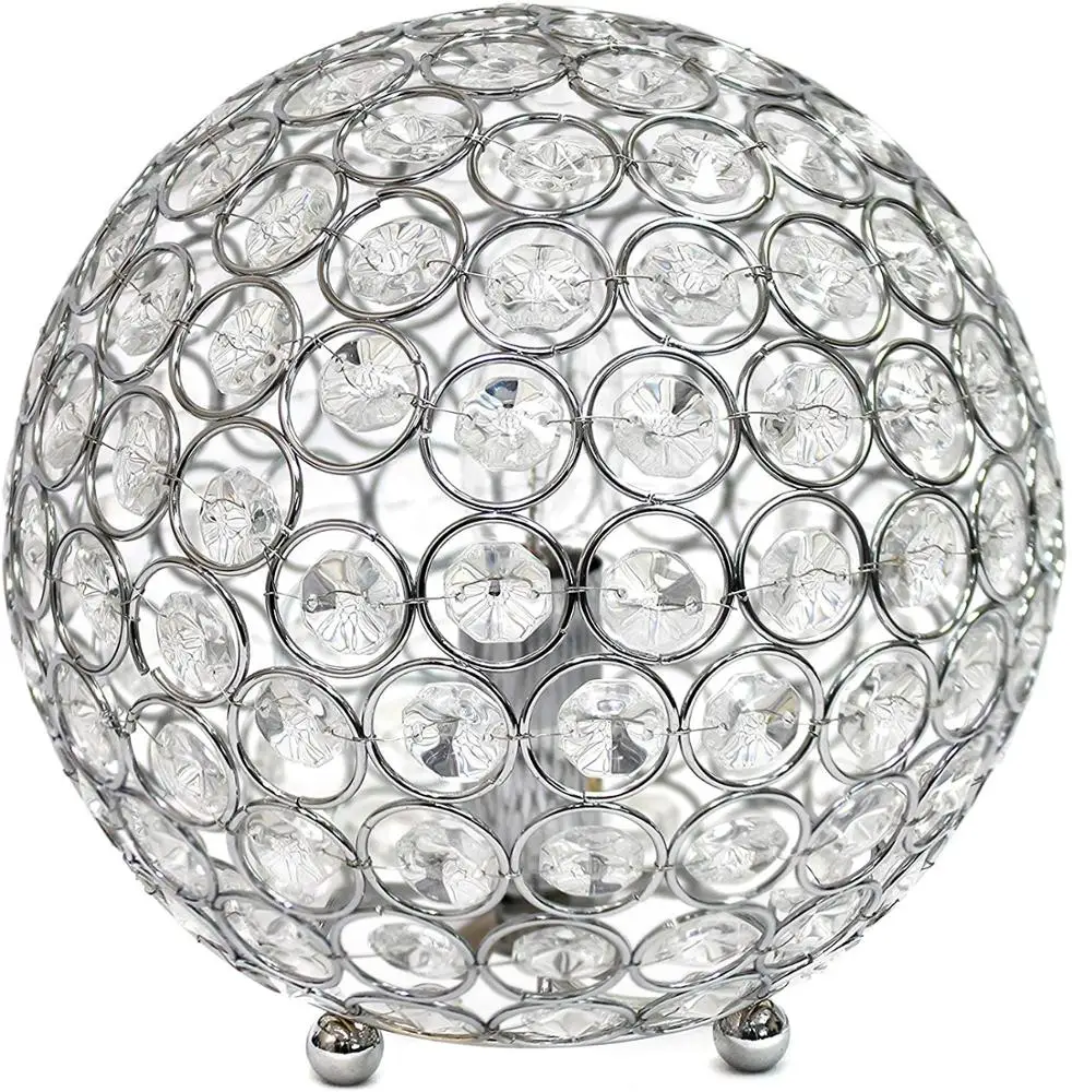 Modern Table Lamps Set of 2 Stacked Crystal Ball Silver White Drum Shade for Living Room Family Bedroom Bedside