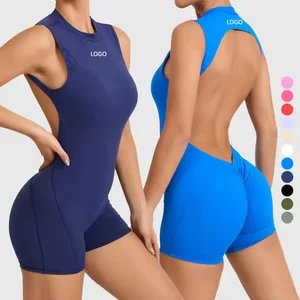 BNICE Yoga Jumpsuit Sexy Women Sports Fitness Gymwear with Print Womens Jumpsuit Mujer Backless Romper Gym Tights Bodysuits