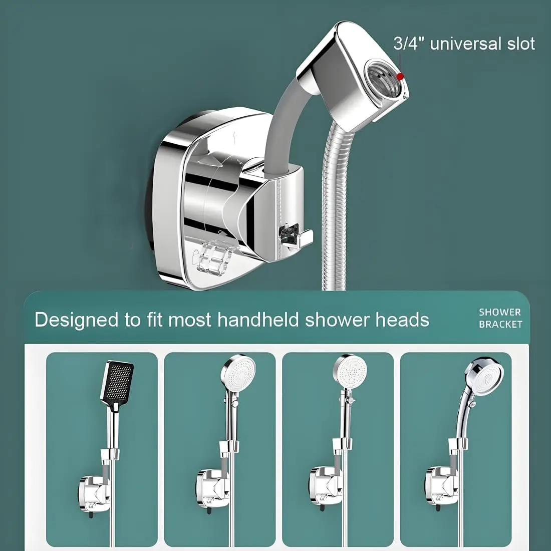 Flexible shower holder VELLORA with vacuum suction cup, with hook, no drilling