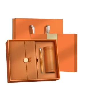 2026 High Quality Luxury A5 PU Leather Notebook  New Product Ideas 3 in 1Thermos Flask Set Custom Logo Business Planner Gift Set