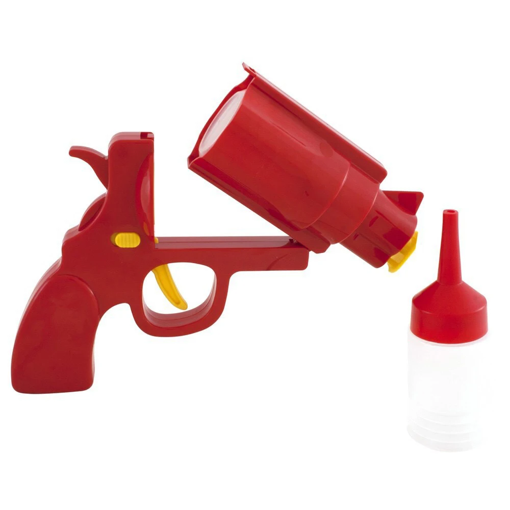 COM-FOUR® Pistola per Salsa Come donatore di Ketchup e Senape Dispenser di Salsa con Bottiglie di spremere 