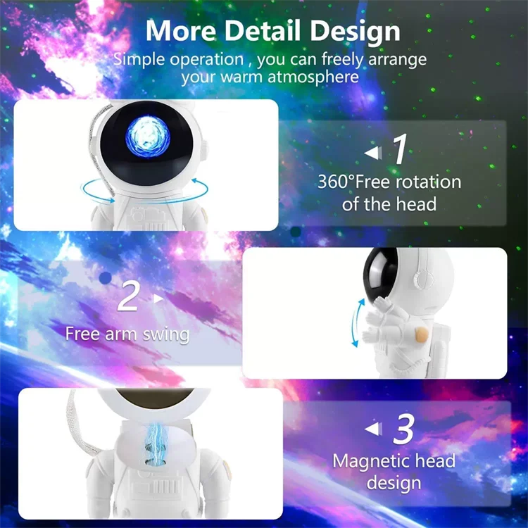 product astronaut bluetooth led night light home decoration usb rechargeable lamp with white noise remote control starry projector lamp-40