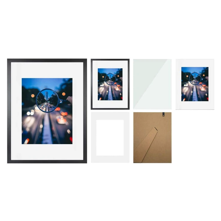 Picture Frame Black Wood Pattern Photo Frame Real Glass Front Wall Art