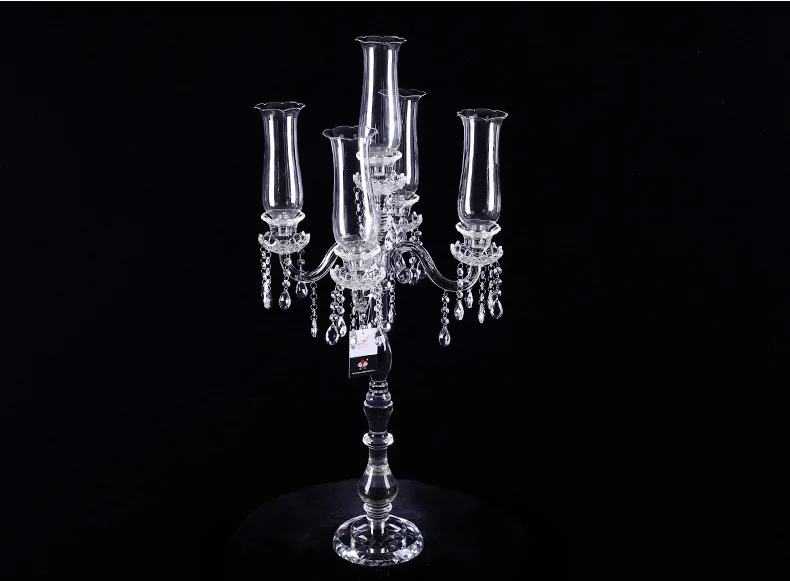 5 Arms Crystal Candelabra Wedding Centerpieces Glass Wedding Party Table Decoration Crystal Candlestick factory