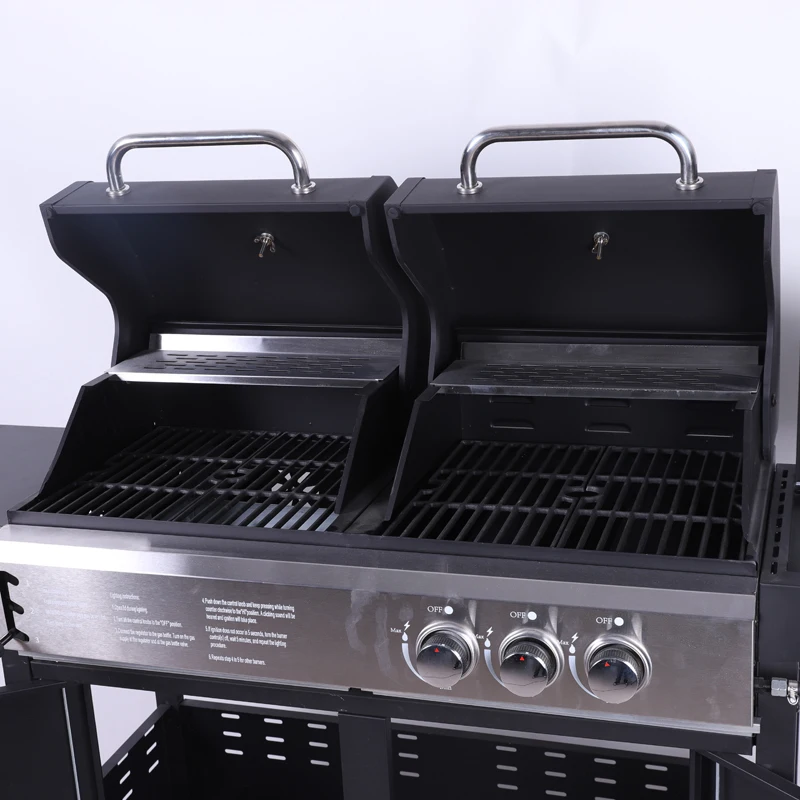 product factory price heavy duty barbecue grill with cabinet and foldable side table movable charcoal grill used over 5 people grilling-4