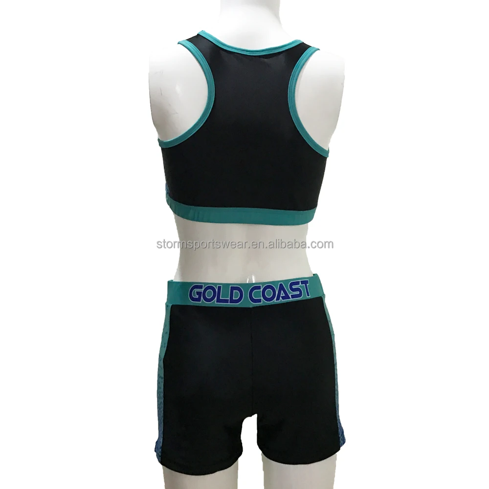 Australia Designer Custom Cheer Team Training Sets Sublimation Cheerleading Bra Shorts Cheer 