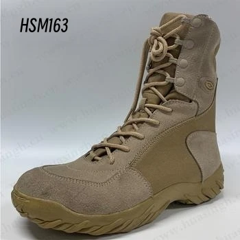 QMZ,UAE market popular sand color desert boots with air hole anti-slip rubber outsole with stitching tactical boots HSM