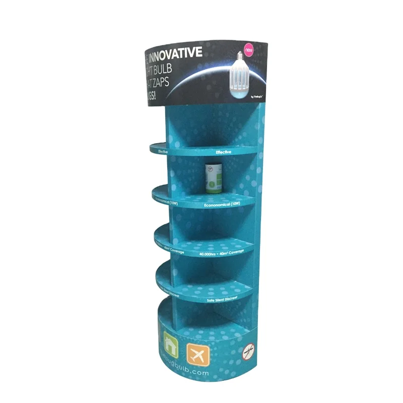 Promotion Customize Paperboard Floor 5 Layer Snack Pos Advertising Cardboard Floor Display Stand