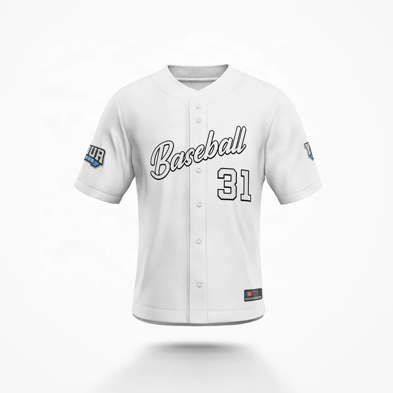 Source Best Quality Stitched Black White Custom Baseball Jersey