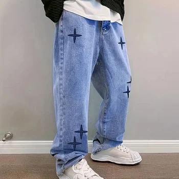 New Arrival Men's Clothing Embroidery Doji Jeans Comfortable Straight Denim Trousers for Men