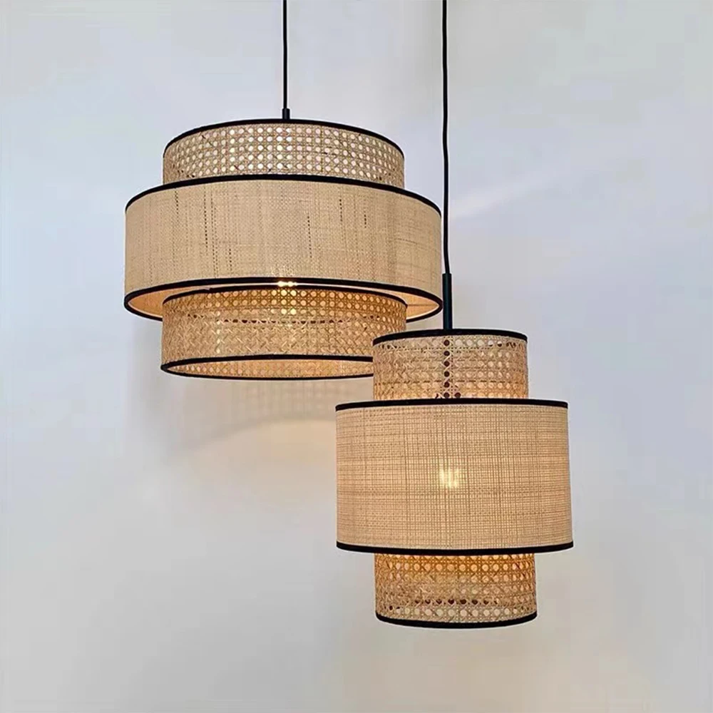 Japanese rattan art bamboo woven hand-made cloth chandelier Nordic simple chandelier