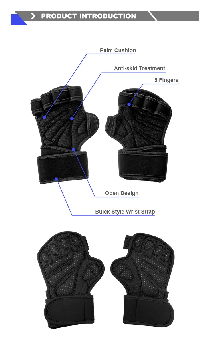 Sports Women Men Palm Fingerless Fit Training Workout Fitness Gloves ...