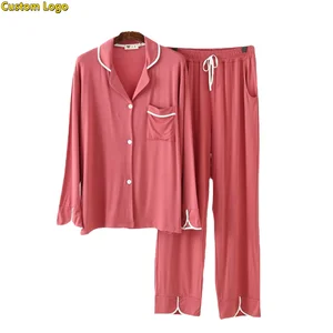 Wholesale Cozy 2 Pieces Modal Cotton Bamboo Winter Sleep Wear Long Sleeve Elastic Waist Pijamas Pjs Pyjamas Pajamas Set 2026