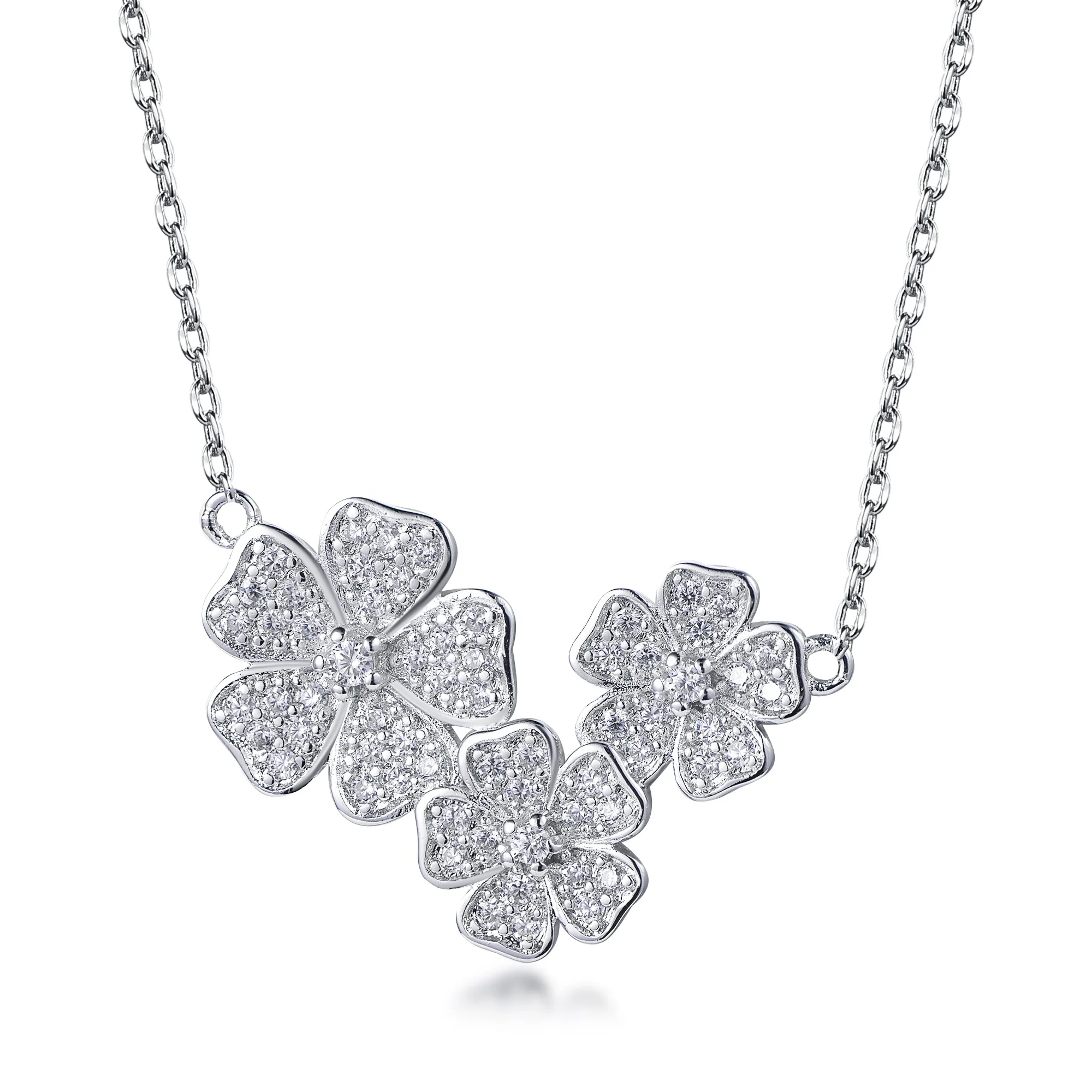 dainty flower necklace pendant Micro pave Cubic Zirconia Diamond Jewelry Wedding Bridal Jewellery flower necklace