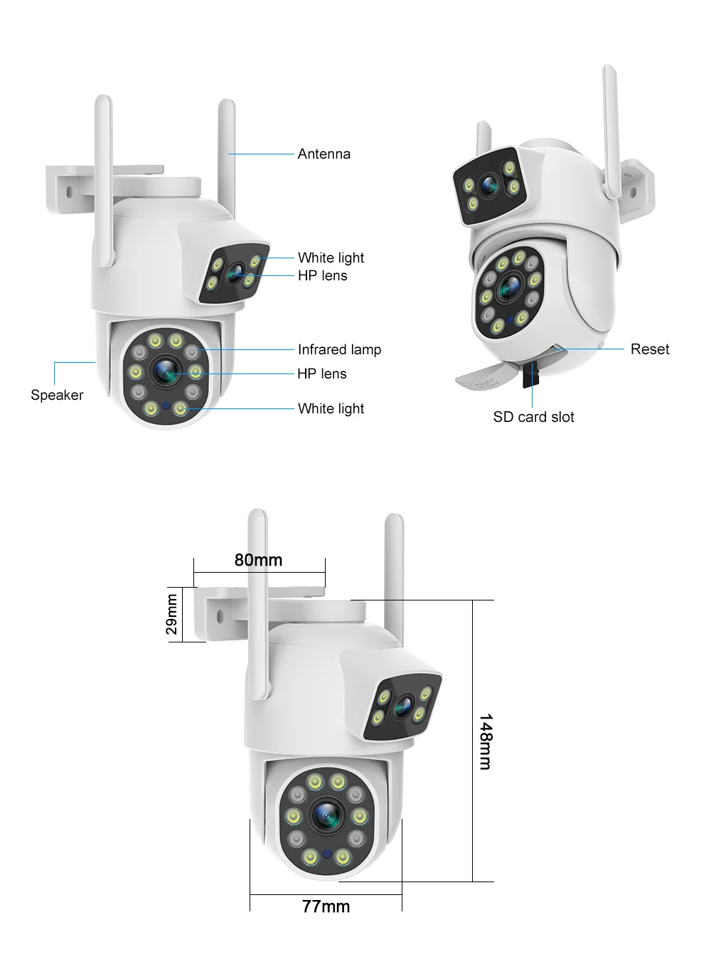 O-KAM Pro 6MP Outdoor Dual Lens Wireless PTZ CCTV Camera - WiFi ...