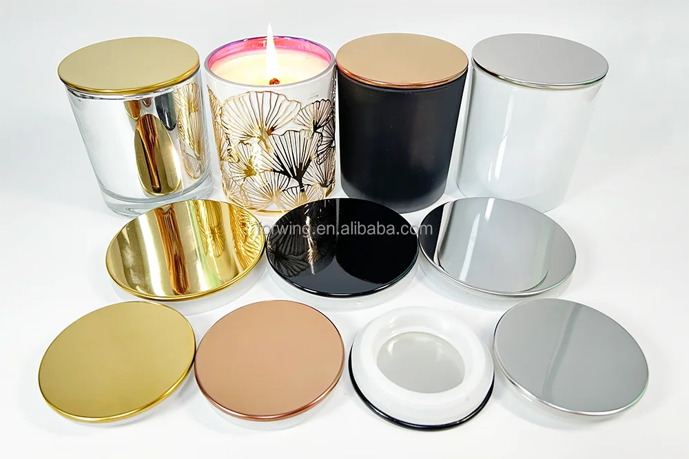 Luxury Metal Candle Lids Electroplated Stainless Steel Storage Jar Lids ...