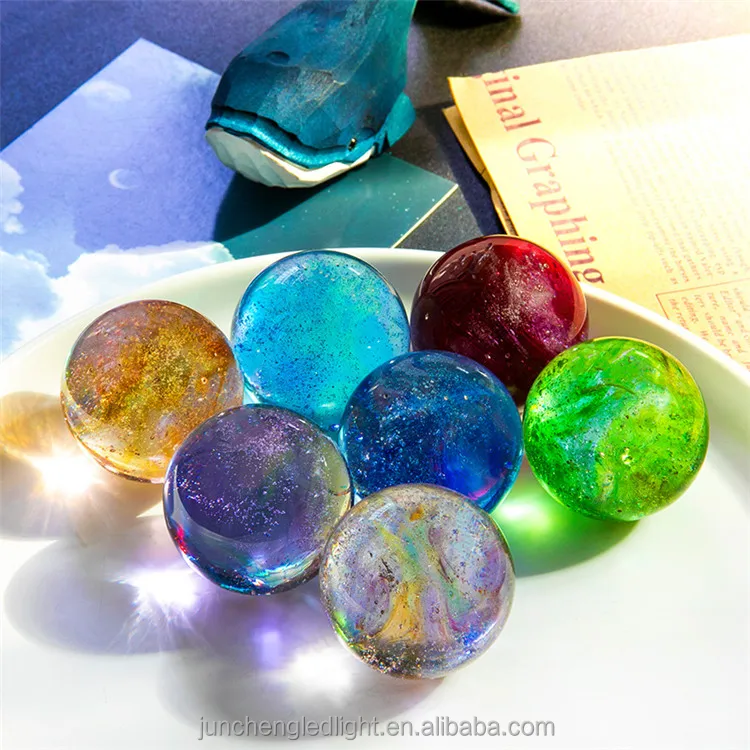 40mm Colorful Glazed Beads Glass Ball Luminous Planets Crystal Handicraft Cosmic Model Gifts Home Room Decoration