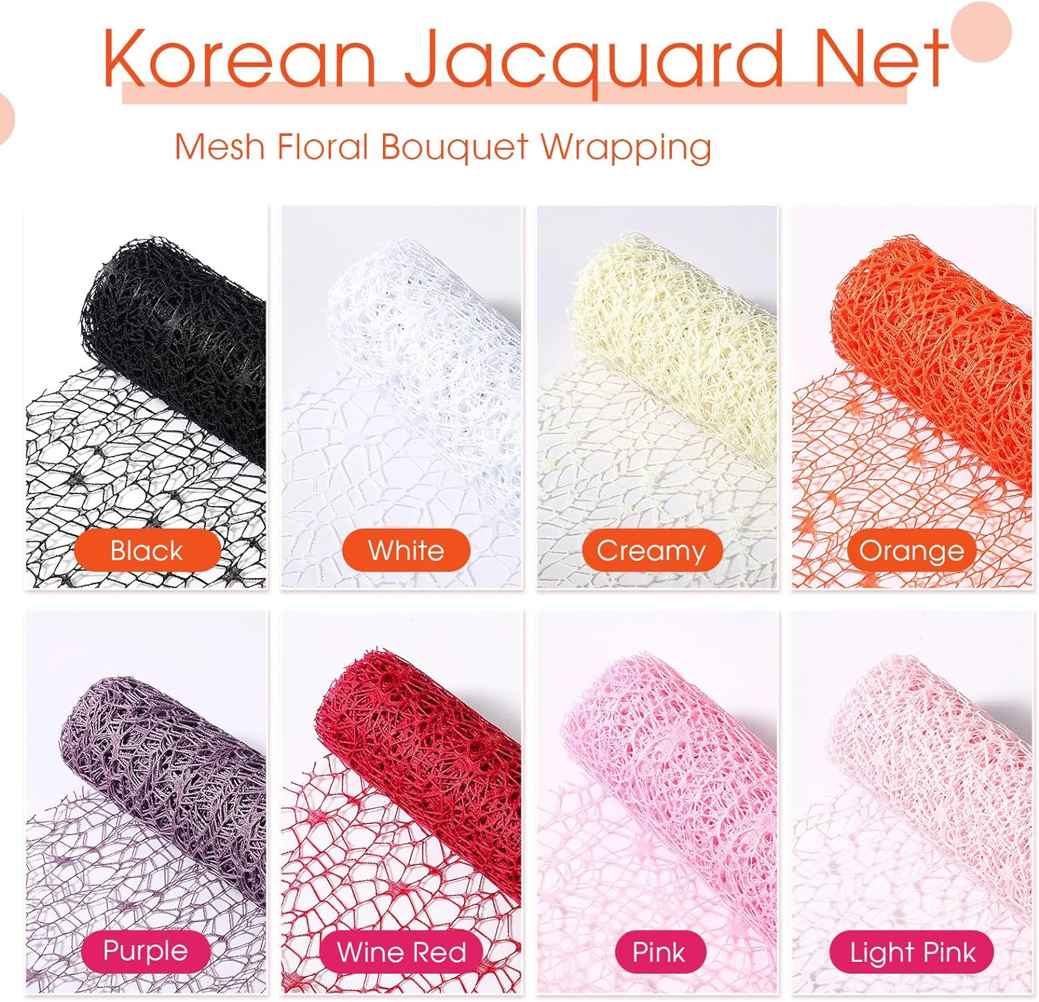 Wholesale Flower Wrapping Mesh Roll of Korean Jacquard for Flower Decoration With Rich Colors Waterproof