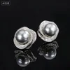 Gray bead ear studs