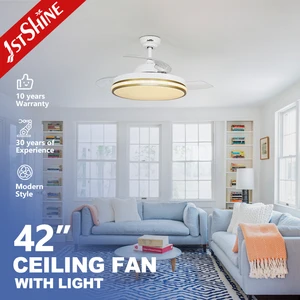 1stshine LED Ceiling Fan 220V Hidden PC clear Blades Dimmable Lighting Ceiling Fan with Smart Remote Control