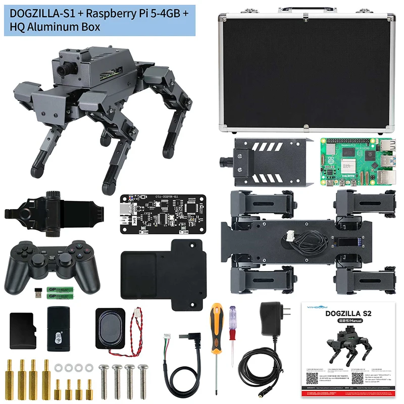 12DOF  DOGZILLA S1 S2 Quadruped Bionic Robot Dog with AI Visual Recognition Functions Design for Raspberry Pi 5  ROS2
