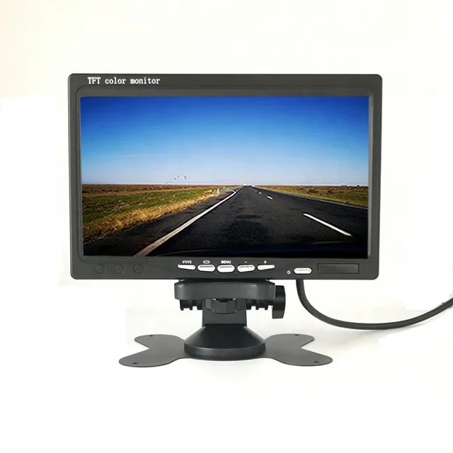 With Remote Control and Stand 7 Inch TFT LCD Color Monitor 1 Video Audio Input 1024X600 Car Rear View Monitor VCR DVD TV Monitor