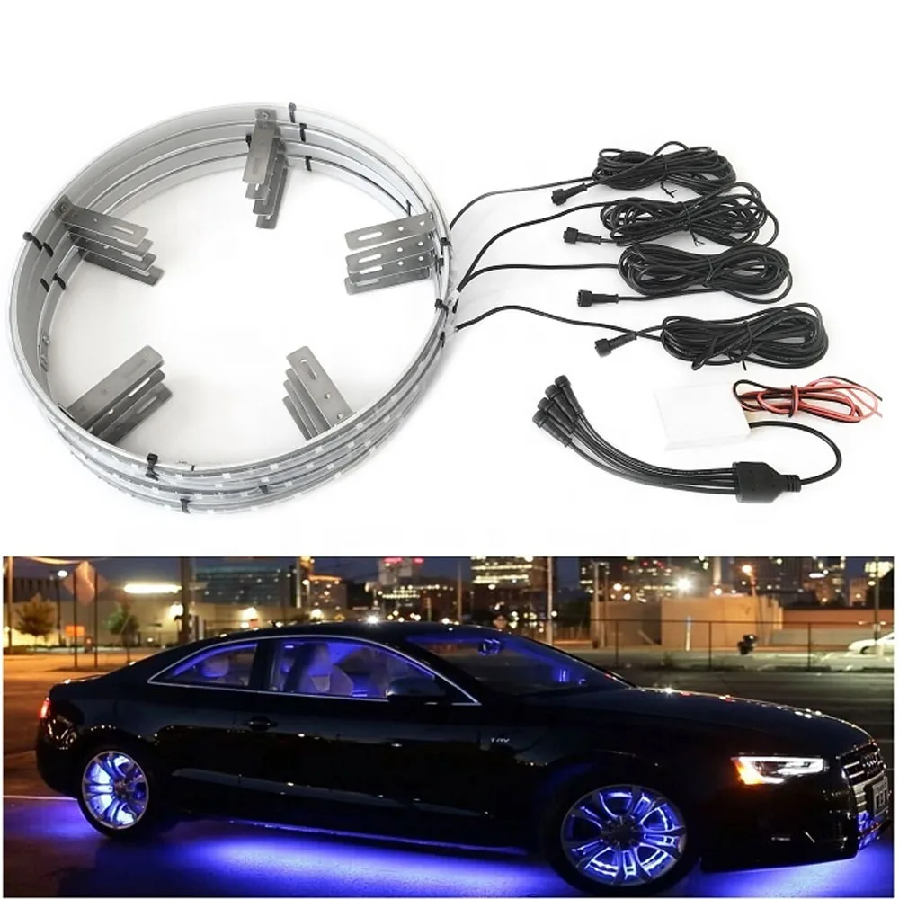 High Power RGB Wheel Light Muti-Color Strobe 5050 Tire Strip Remote App Control Led Wheel Rim Ring LED Lights for Decoration