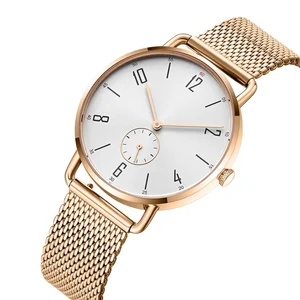 Traditional Fashion Minimalist Quartz Stainless Steel Case Mens Wrist Watch Milaneese Strap Sapphire Crystal Ronda 5ATM