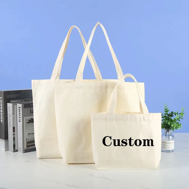 Wholesale Personalized Eco Recycled Plain Cotton Canvas Tote Shopping Bags with Custom Printed logo manufacture