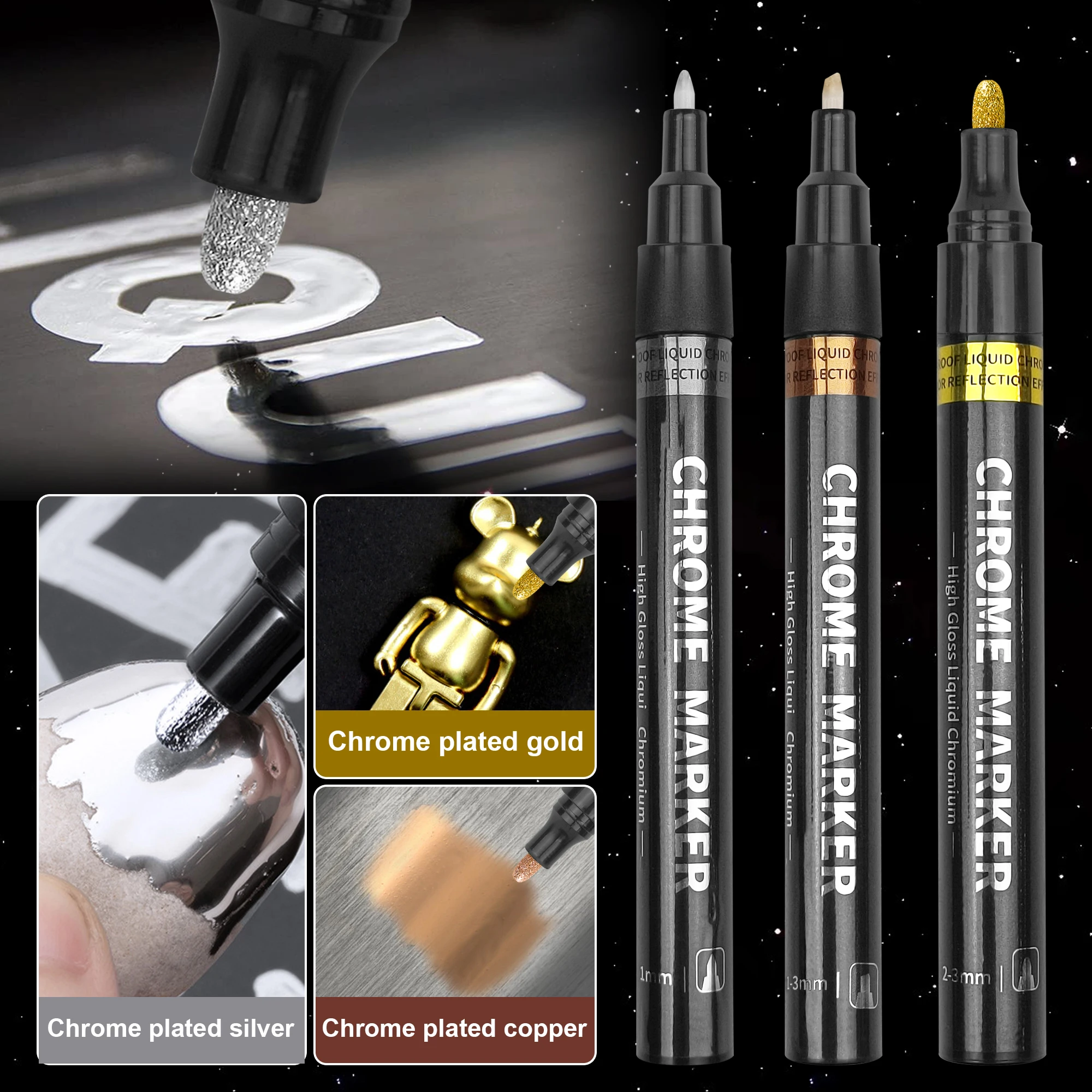 Высококачественный Перманентный хромированный маркер DIY Серебряный зеркальный для любой поверхности высокоглянцевый дисплей