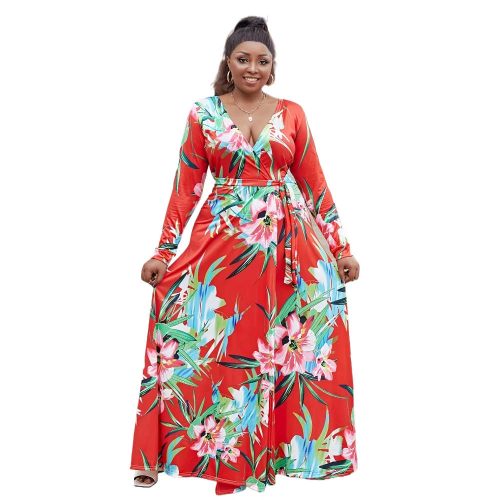 chinese dress ladies Pink Floral Cotton Smocked Maxi Dress - Casual Dresses main image 0