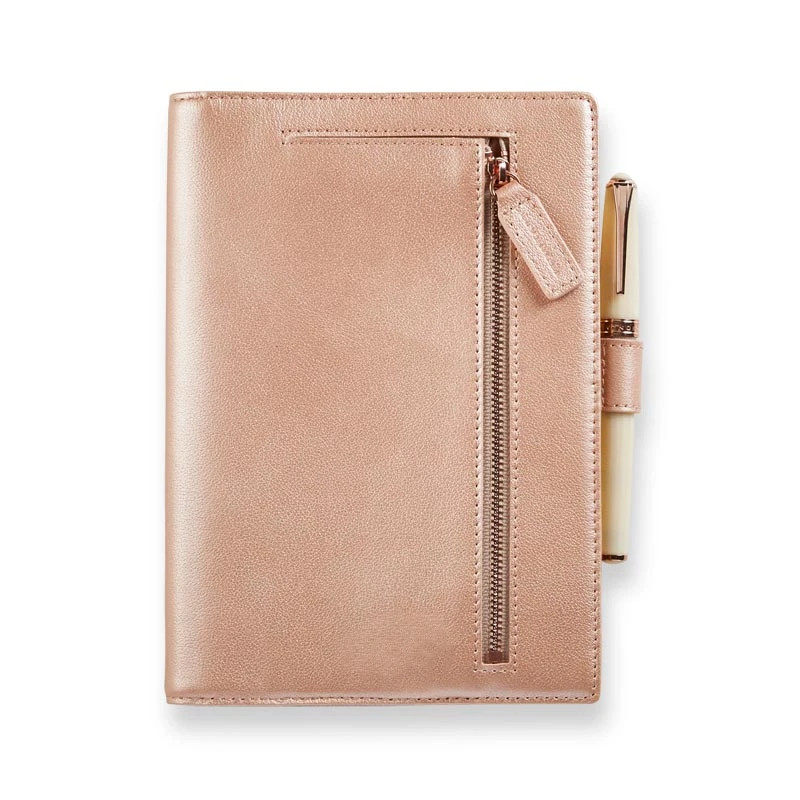 Rose Gold Leather Notebook A5 Journal Handmade Hard Cover With Zip ...