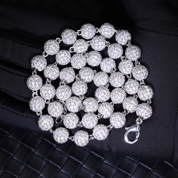 Xingguang Jewelry 8mm 10mm Vvs Moissanite Diamond Chain 925 Sterling Silver Ball Shape Hip Hop Cuban Chain For Men