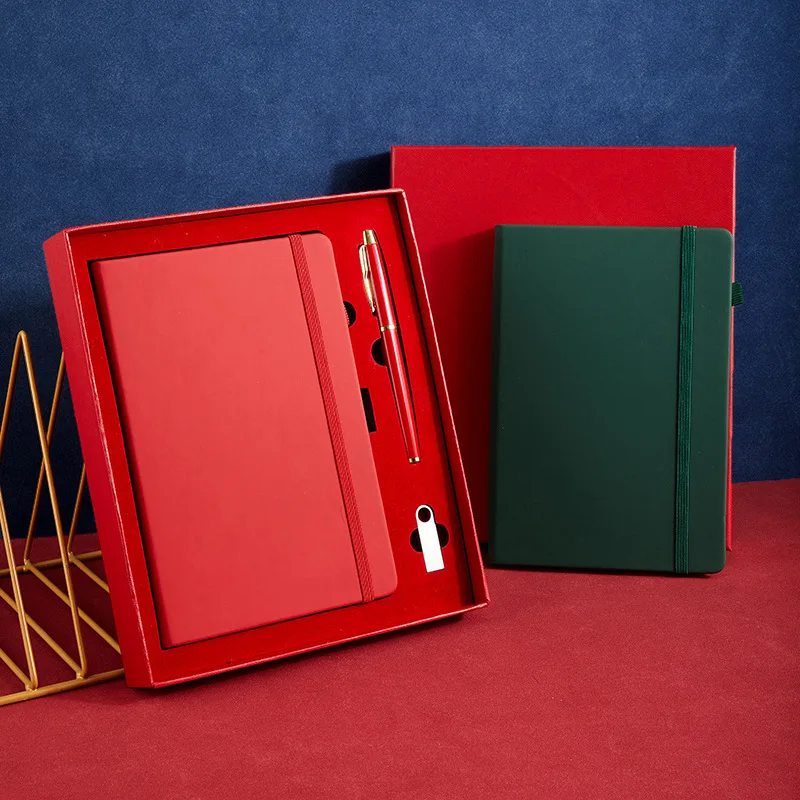 Custom Diary Notebook Gift Set Luxury Pu Leather Hardcover Notebook Stationary Custom Logo With Pen Journal Planner Printing