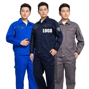 Anti-static Acid-alkali Resistant Cotton Blend Thick Twill Men's Women's Construction Workwear Long Sleeve Set