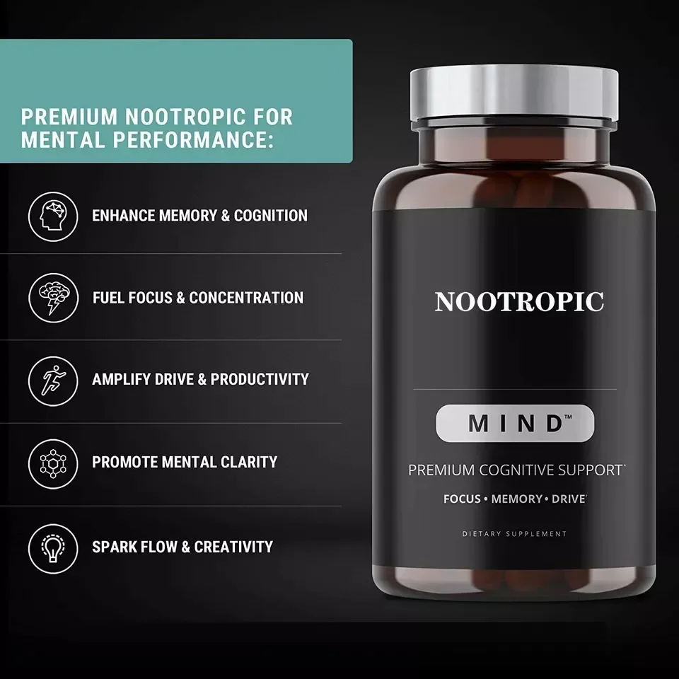 Private Label Nootropic Ginkgo biloba Bacopa monnieri Vegan DHA Brain Booster Supplements Mushroom capsules details