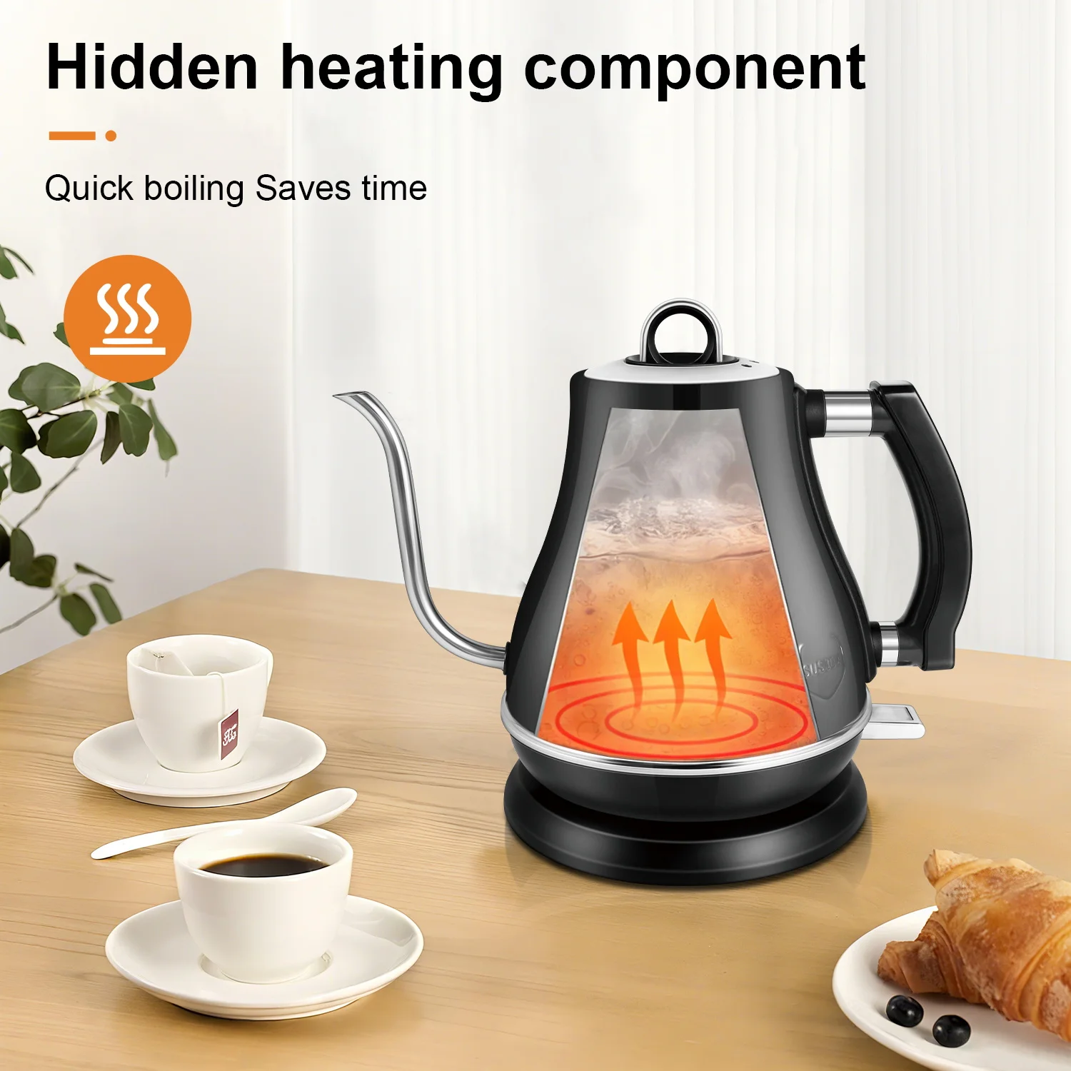 Coffee Electric Kettle Stainless Steel Hot Water Pot Portable
