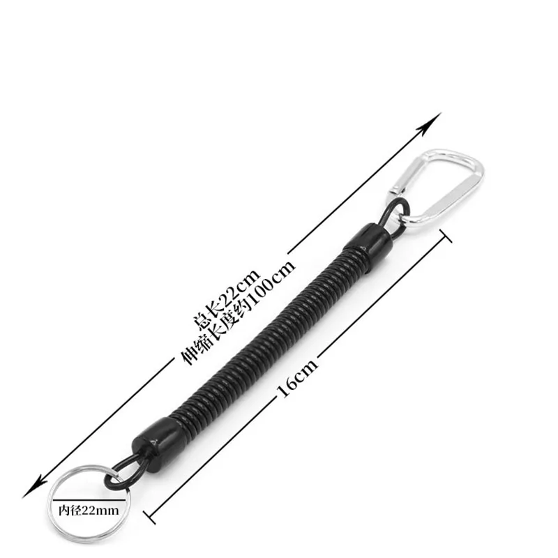 Camping Outdoors Packsack Key Chain Carabiner Lanyard Elastic Telephone Wire Travel Gear Tool Lanyard