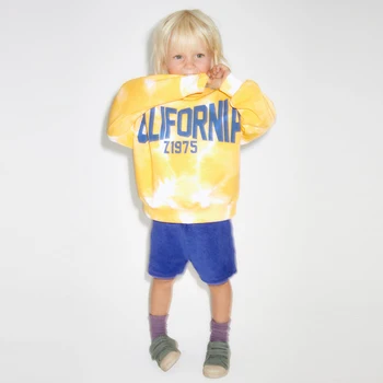 Wholesale Fashion Street-Wear Round Neck Drop Shoulder Long Sleeves Tie Dye Sweatshirt For Baby Boy