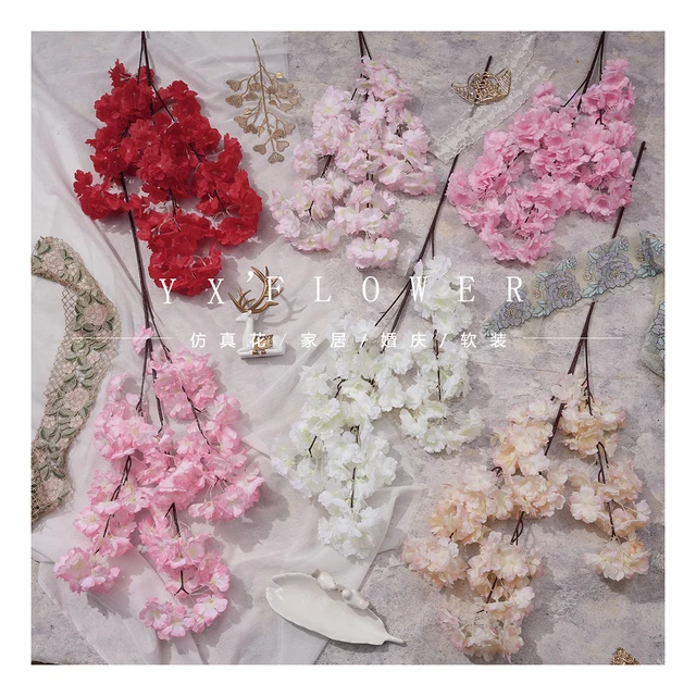 Factory wholesale 4 fork encryption cherry blossom simulation home floor decoration ornaments shopping mall landscape tree