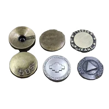 Custom Logo Brass Jeans Buttons and Rivets Denim Garment Metal Button for Clothing & Bag Parts & Accessories