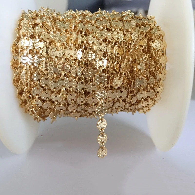 Fashion Emas Diisi 4MM Rantai Payet Disc 14K untuk Membuat Perhiasan Gelang  Kalung