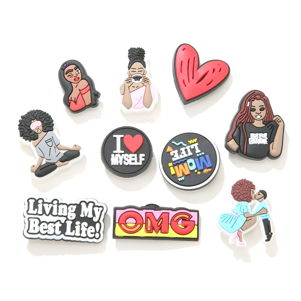 BUSY GIRL AL5432 Black lives matter clogs shoes charms clog shoe charms cheap designer pvc shoe charm