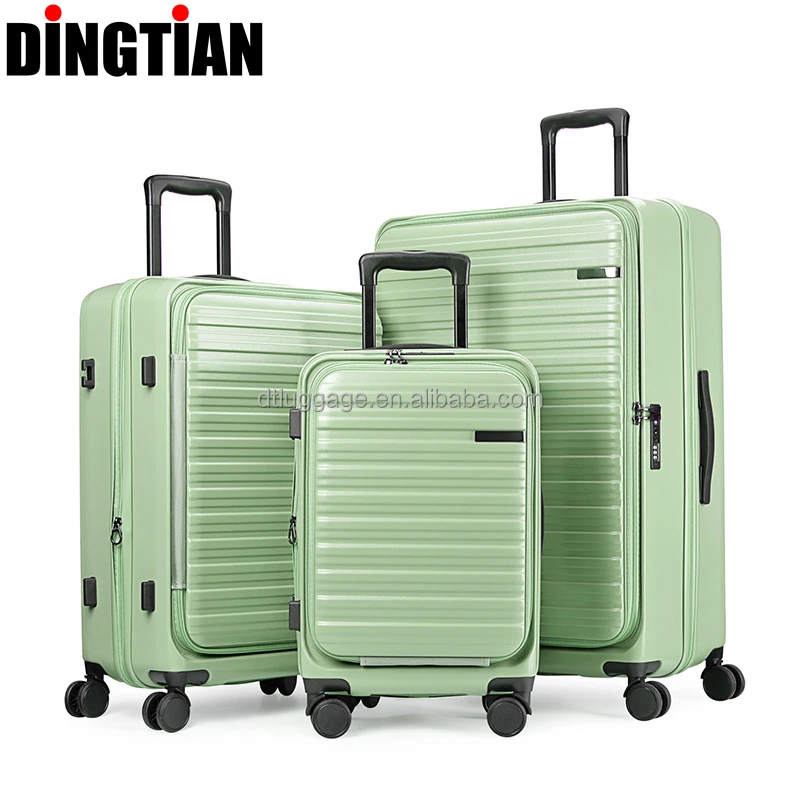 High Quality ABS PC Hard Shell Carry-On Luggage New Design Factory Suitcase with Front Opening Laptop Pocket Travel Trolley Bag