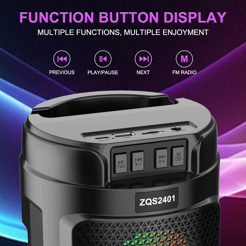 SING-E ZQS2401 Portable Bluetooth Speaker with 4