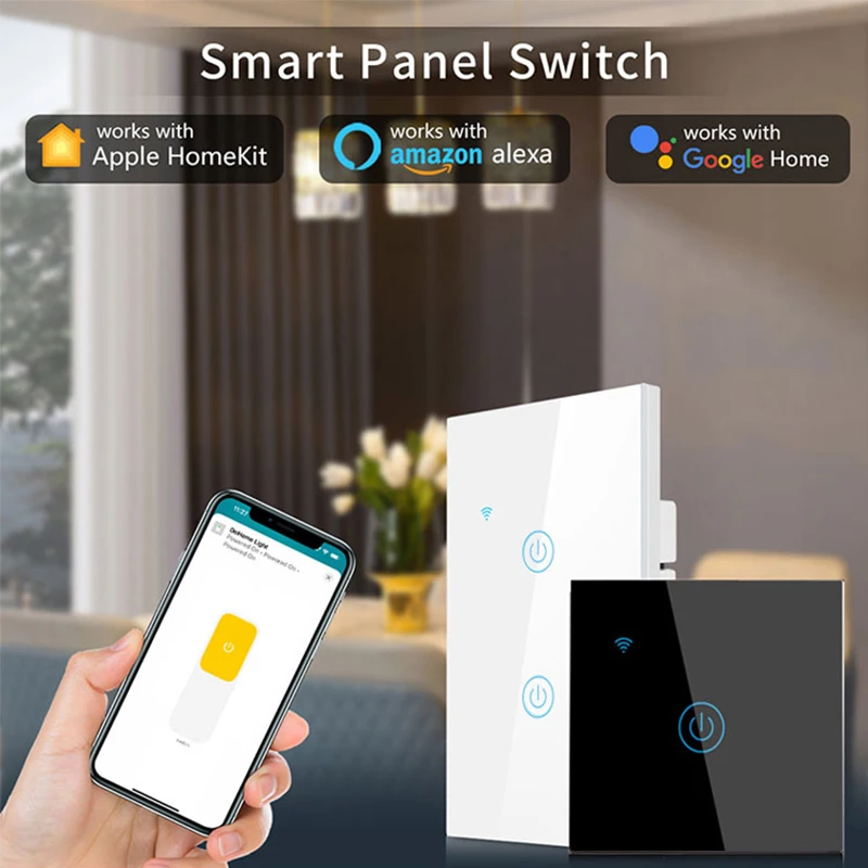 Apple HomeKit US 2022 New Arrival Water Wall Panel Switch Works with Alexa Google Home Siri Need Neutral