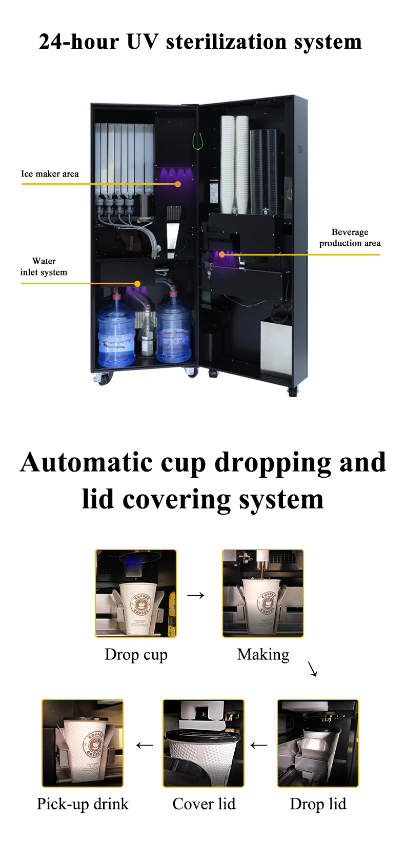 Automatically Tea Vending Coffee Machine Hot And Iced For Public Place