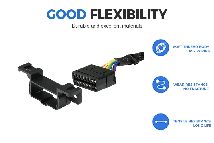 Universal OBD2 T-Harness With Brackets OBDII OBD16 Pin OBD Y Split Cable For OBD2 Diagnostic cable factory