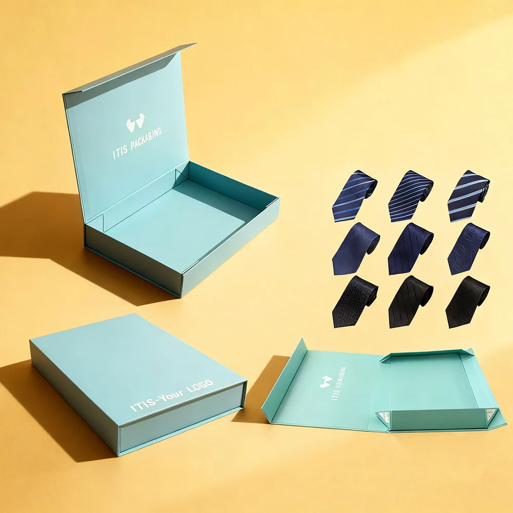 Scatola regalo di lusso per calzini e cravatta | Scatola pieghevole magnetica in carta patinata personalizzata | Materiale riciclato con design in rilievo e prezzo promozionale